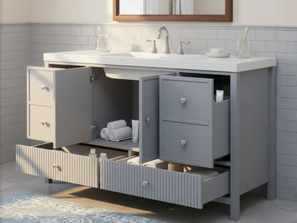 Bathroom Vanity With Separate Sink, Soft Close Doors And 4 Drawers