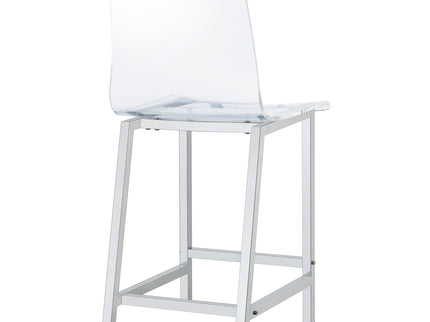 Counter Height Stools With Curved Back Design (Set of 2) - Clear