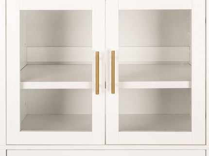 Arched Kitchen Pantry Cabinet With Adjustable Shelves & Barn Door Design