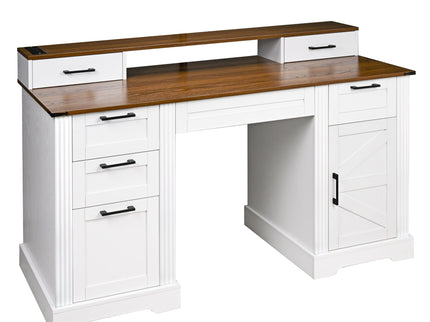Office Desk With Charging Station & Storage Cabinet