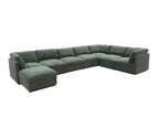Dark Green / 2 Pc. 6 Seater L-Shape Sectional Sofa, Ottoman