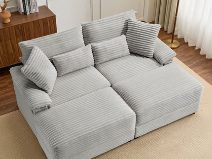 Double Chaise Lounge Set With Reversible Storage Ottomans, USB Port
