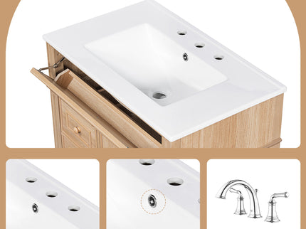 Bathroom Vanity With Sink, Flip Out Drawer, 2 Soft Close Drawers, 1 Soft Close Door - Wood