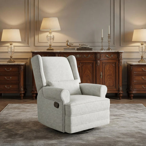 Extra Wide Swivel Recliner Glider Chair With Footrest