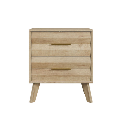 Medieval Double Drawer Bedside Table