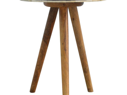 Inlay Bone Tripod Stool - Beige / White