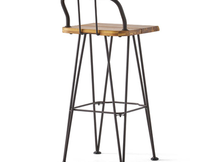 Outdoor Barstool With Angled Metal Legs - Brown
