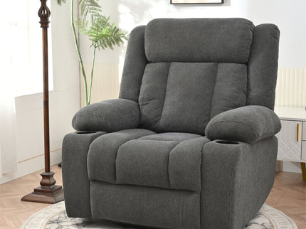 Power Lift Recliner Chair With Extended Footrest, Remote Control, Cup Holders, And Side Pockets