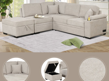 Sleeper Sofa Bed, 2 In 1 Pull Out Sofa Bed L Shape Couch With Storage Ottoman For Living Room, Bedroom Couch And Small Apartment