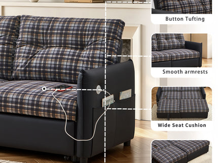Sleeper Sofa, Expandable Sectional With Ottoman For Living Room