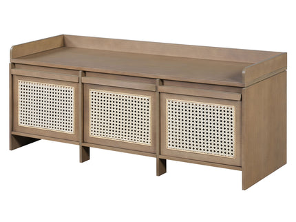 Entryway Shoe Bench With Drawers & Button Tufted Cushion