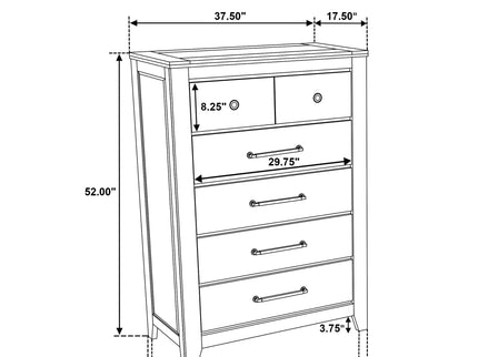Pelton - 5 Drawer Chest - Oak