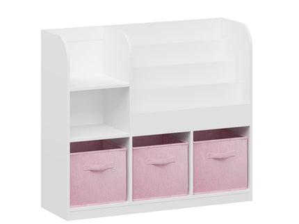Bookcase And Bookshelf With 3 Collapsible Drawers, Multifunctional Display Stand