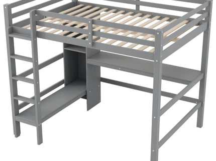 Loft Bed With Built In Desk And Multifunction Shelves