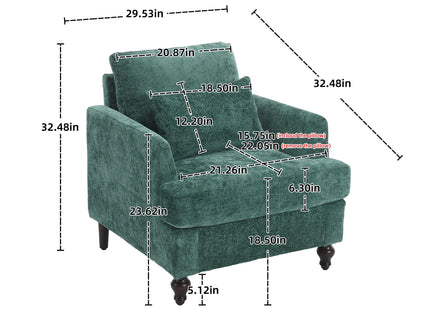 Modern Mid Century Wood Frame Armchair With Tufted Design