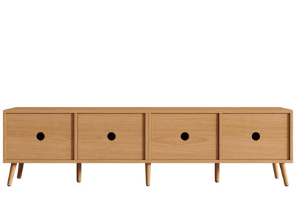 TV Stand With Storage & Cable Holes - Natural Wood