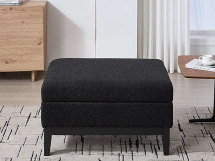 Upholstered Storage Ottoman With Reversible Lid Coffee Table With Rubberwood Legs