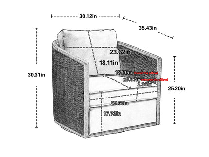 Barrel, Comfy Round Accent Sofa Chair With 360 Degree Swivel, Leisure Arm