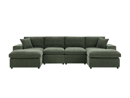 Upholstered Symmetrical Modular Sectional With 6 Seating