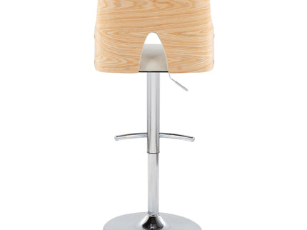 Stella - Contemporary Adjustable Barstool Stool With Swivel & Rounded T Footrest (Set of 2)