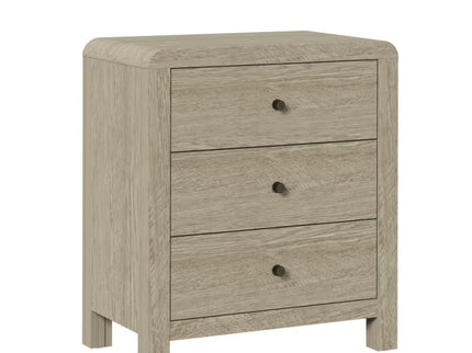 3 Drawer Chest Of Drawers With Soft Close Glides Rounded Corners Handles - Natural