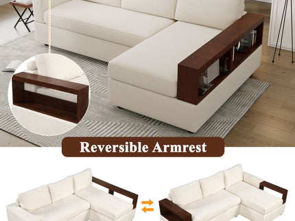 Sectional Sofa Upholstered Sofa Couch With Reversible Armrests For Living Room
