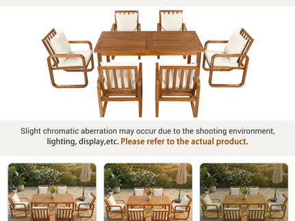 7 Piece Outdoor Patio Dining Set With Removable Cushions