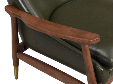 Mid - Century Accent Chair With Cushioned Seat, Brass Tipped Legs