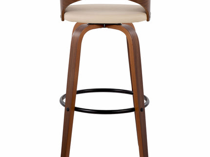 Grotto - Mid Century Modern Fixed Height Barstool & Swivel With Round Footrest (Set of 2)