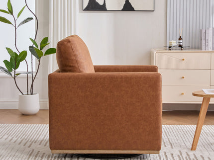 Modern Upholstered Square Swivel Accent Chair With 360 Degree Rotation