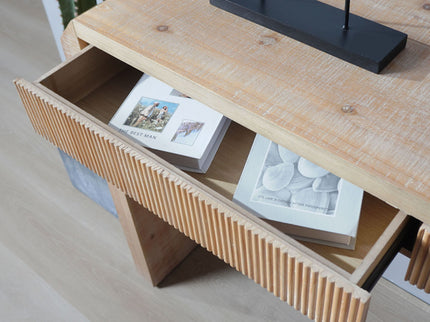 Rustic Modern Console Table With Drawer Storage - Natural Wood