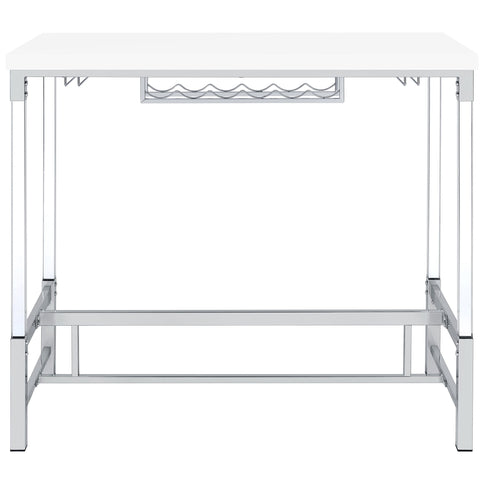 Tonneson - Bar Table With Trestle Base And Wine Storage - White