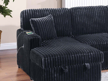 Convertible Sectional Upholstered Sleeper Sofa With Storage Chaise