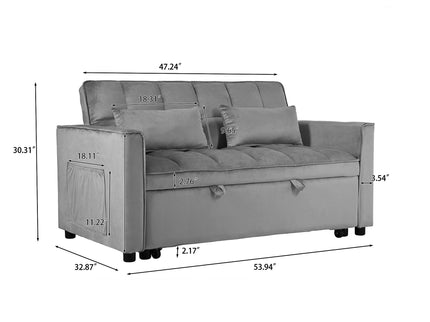 3 In 1 Pull Out Couch Convertible Sofa Bed With Reclining Backrest