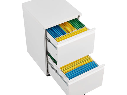 2 Drawer File Cabinet With Lock, Metal Under Desk Rolling Filing Cabinet Fits Letter / Legal / A4 Size For Home Office, Mobile Filing Cabinet