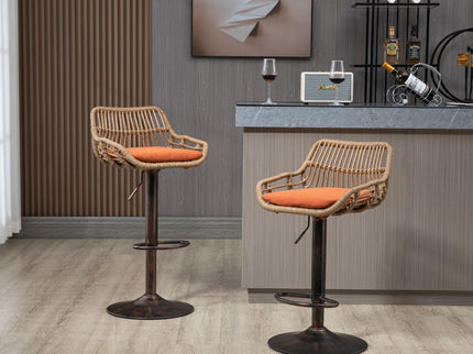 Modern Swivel Bar Stools Adjustable Counter Chairs With Footrest (Set of 2)