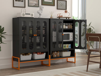 Modern Metal Shoe Cabinet With DoublebSided Doors And Adjustable Partitions