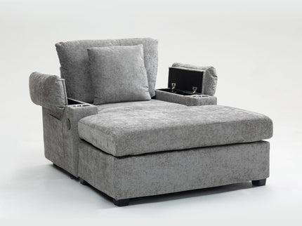 Modern Oversized Chair With Ottoman, Cupholders And USB Charging Ports