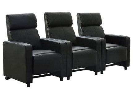 Warren - 3 Seater Reclining Home Theater - Black