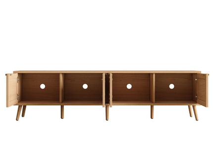 TV Stand With Storage & Cable Holes - Natural Wood