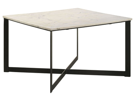 Volz - Square Coffee Table With Crisscross Base - White Marble