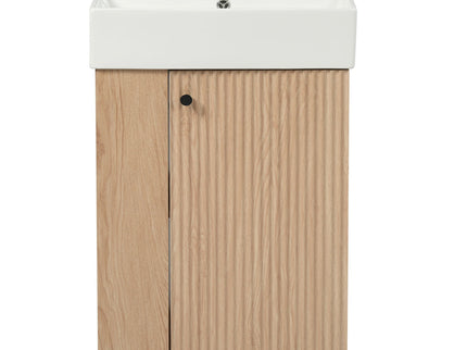 Bathroom Vanity With Sink, Freestanding Wood Grain Cabinet With Storage