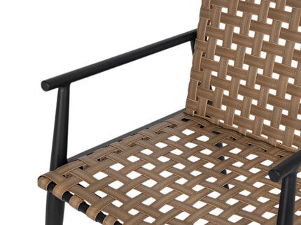 Outdoor Chat Set, 2 Chairs & Side Table - Black / Brown
