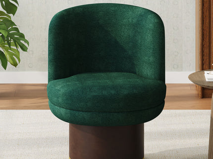 Round Swivel Accent Chair With Ergonomic Backrest For Living Room