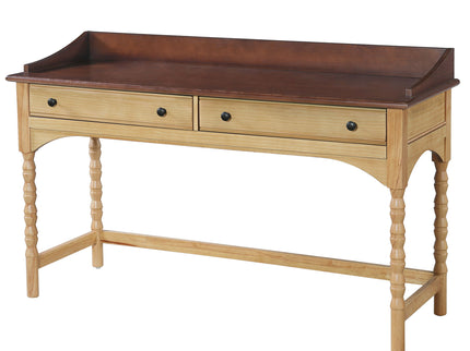 Writing Desk With 2 Storage Drawers, Workstation For Living Room - Brown / Natural