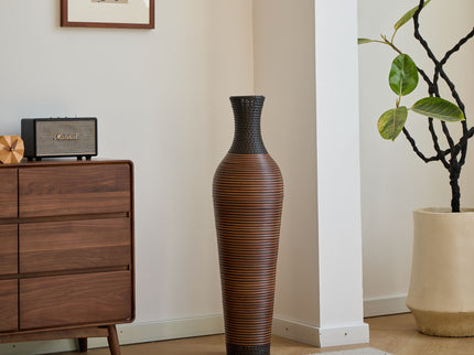 Tall Standing Designer Floor Vases With Elegant 2 Tone Finishes Ideal For Decorating Living Rooms, Bedrooms, Entryways Perfect For Decorating Your Home - Black / Gray