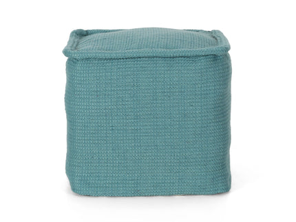 Hansolo - Yarn Square Pouf Ottoman Or Floor Cushion - Teal
