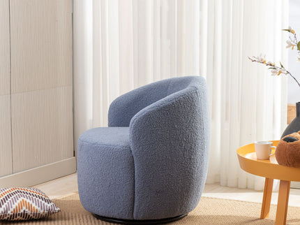 Teddy Fabric Swivel Accent Armchair Barrel Chair With Powder Coating Metal Ring
