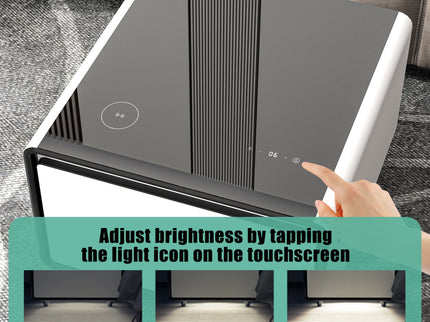 Modern Smart Side Table With Built-In Fridge, Wireless Charging, Temperature Control, Power Socket, USB Ports, Outlet Protection, Induction Light