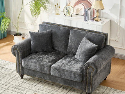 2 Seater Sofa With Rolled Arms, Tufted Upholstered Couch